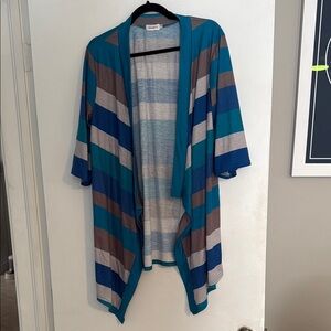 Striped Blue and Gray Women's Top